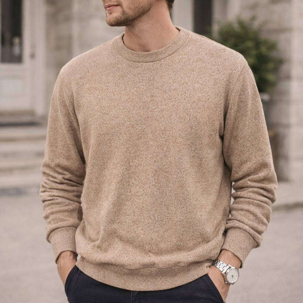 Uniqlo Small Tan Brown Crewneck Sweater Pullover Light Weight Spring Neutral Top